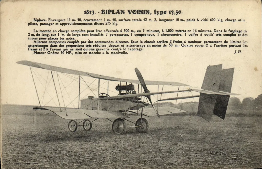 Biplano Voisin, tipo 13,50 — J. Haures, París - Anverso