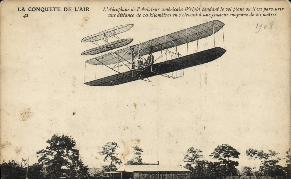 L'Aéroplane de l'Aviateur américain Wright — vol plané en 1908 — éditeur LA CONQUÊTE DE L'AIR n°42 - Vorderseite