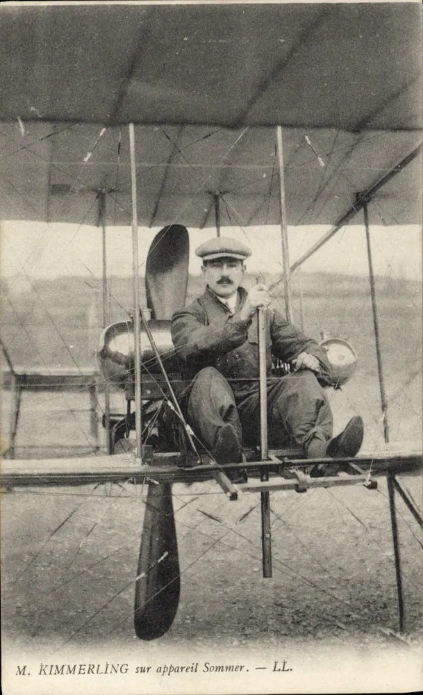 Herr Kimmerling auf einem Sommer-Flugzeug — LL. - Vorderseite