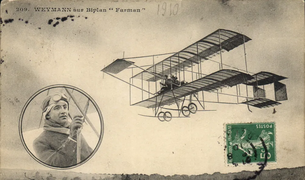 Weymann sobre Biplano "Farman" — 1910 — edição não identificada - Frente