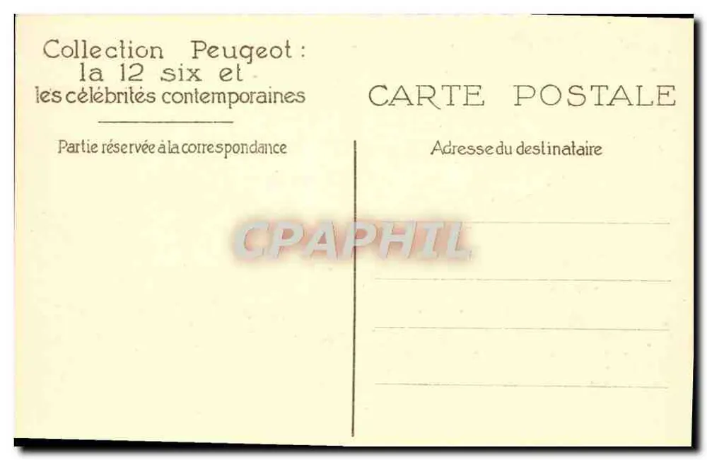 Yolande Laffon — sentada em um carro de época — G.J. Manuel Frères - Verso