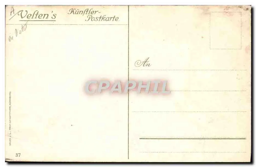 Raußhaus – Freiburg — A. Velten's Kunstler-Postkarte, n°37 - Verso