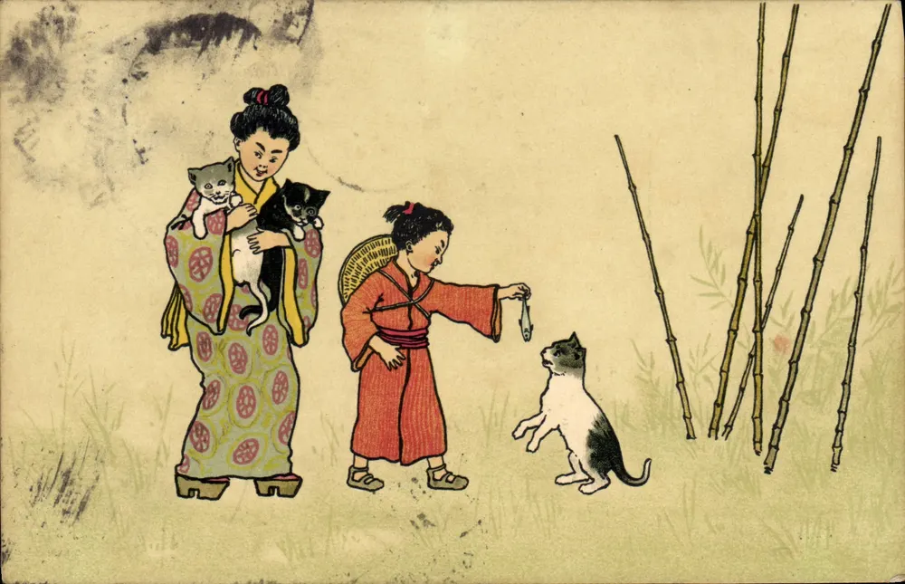 Frauen und Katzen unter Bambus — M. M. Vienne, Nr. 193 - Vorderseite
