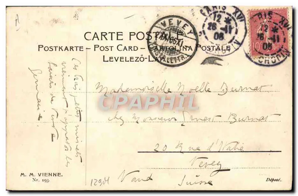Frauen und Katzen unter Bambus — M. M. Vienne, Nr. 193 - Rückseite