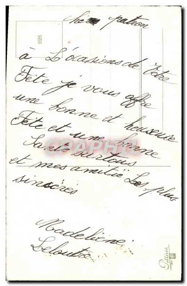 Arranjo de pensos — edições P. Gillius — n° 928 - Verso