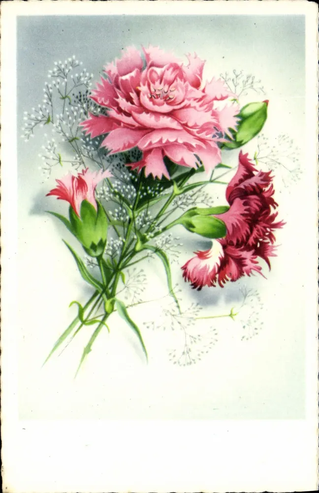 Arranjo de pêssegos rosa — editor La Rose, série 55001 - Frente