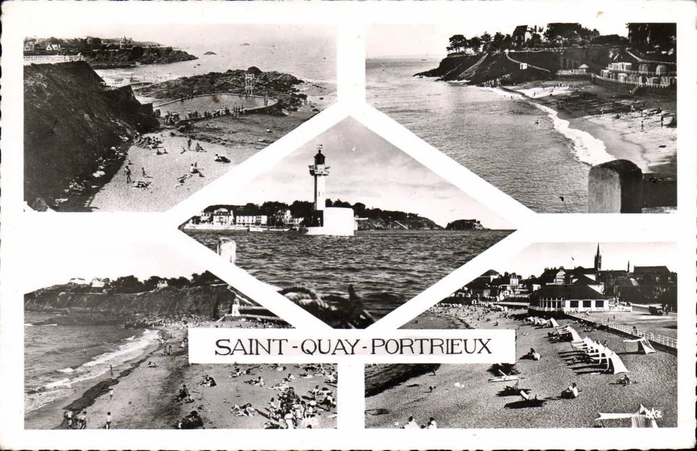 Saint-Quay-Portrieux — visão panorâmica da praia e do farol — editor Galy, número de série não visível - Frente