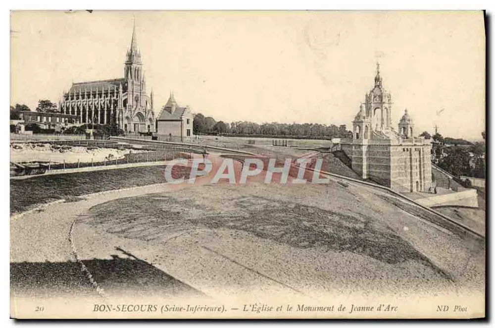 Bonsecours (Sarne-Inférieure) — Die Kirche und das Denkmal für Jeanne d'Arc — ND Piot - Vorderseite