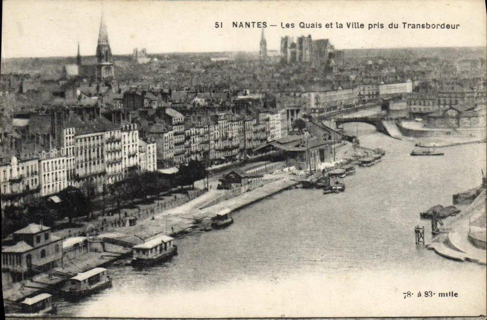 NANTES — Die Quais und die Stadt vom Transbordeur — F. Chapeau, Verlag, Nantes - Vorderseite