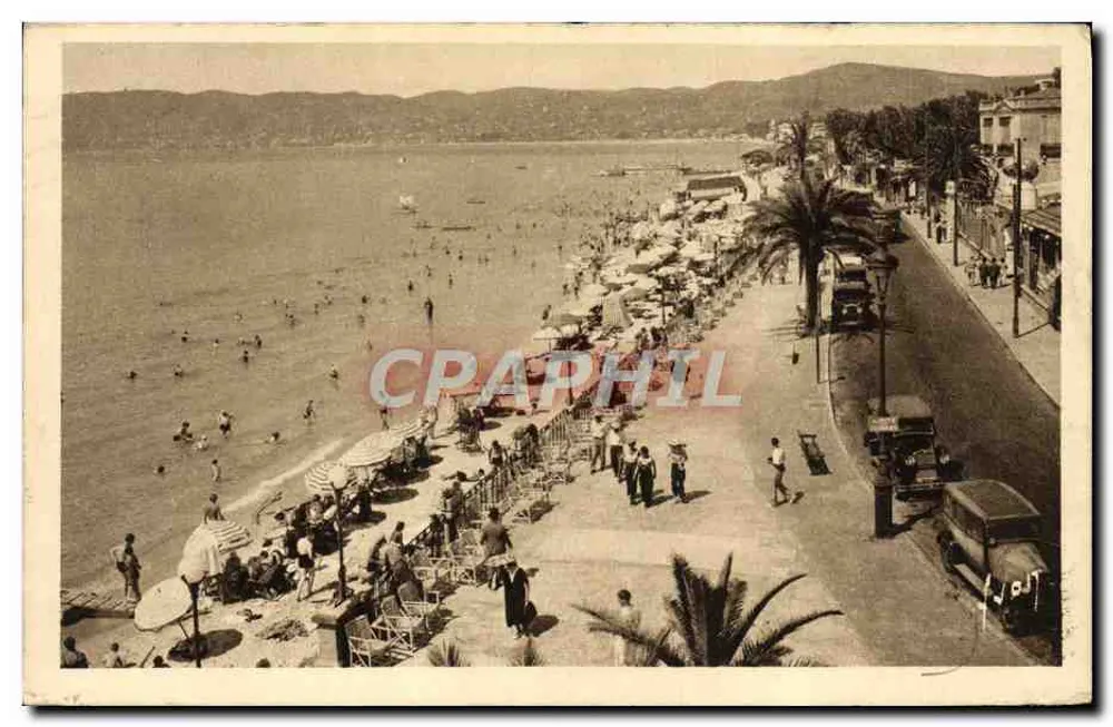 Widok plaży w Juan-les-Pins — wydawca Les Editions d'Art Yvon, nr 582 - Awers