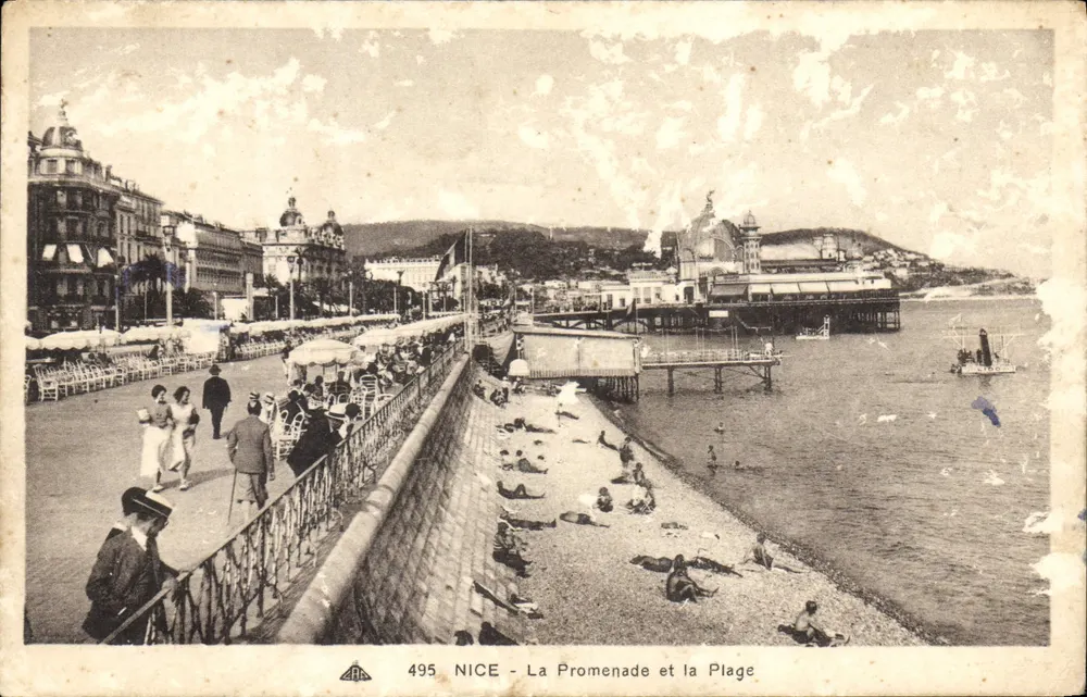 NICE — A Promenade e a Praia — editor A. P. N. n° 495 - Frente