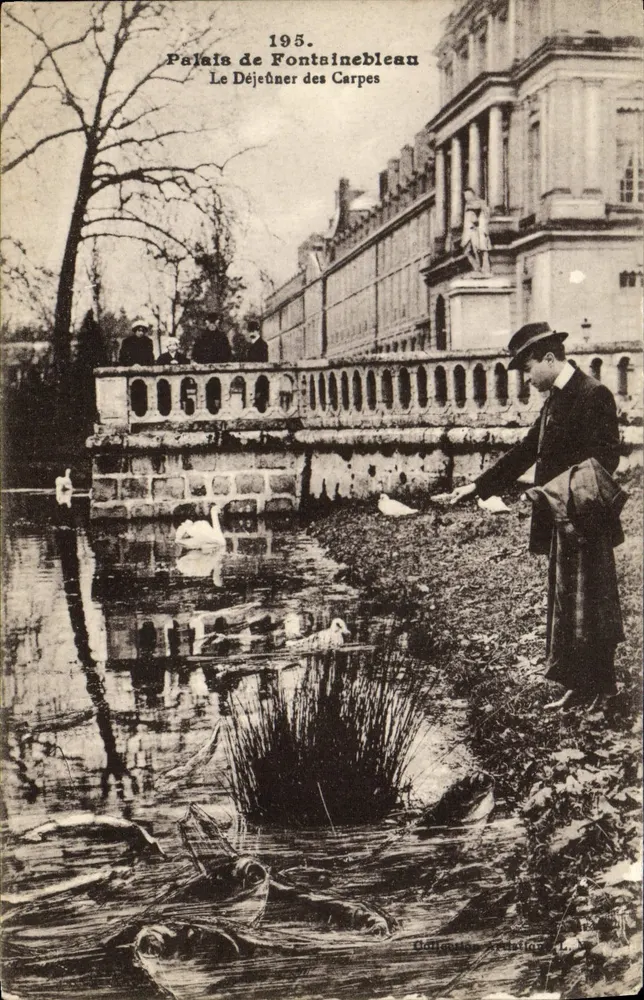 Schloss Fontainebleau — Das Karpfenessen — Edition L. V. - Vorderseite
