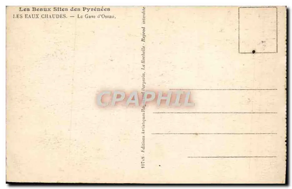 As Águas Quentes — O Gave d'Ossau — Edições Artisques Rougier et Bergerin - Verso