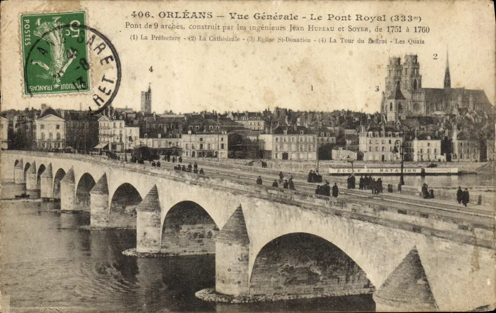 Orléans — Vista General — El Puente Real (333m) — Editor no identificado, n° 406 - Anverso