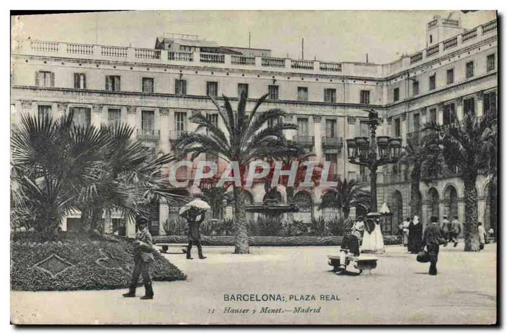 Barcelonę: Plaza Real — wydawca Hauser y Menet, Madryt, nr 12 - Awers
