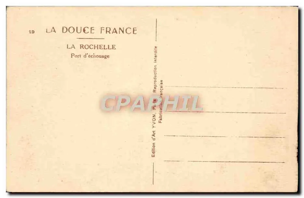 La Rochelle — Puerto de amarre — Edición de Arte YVON - Reverso