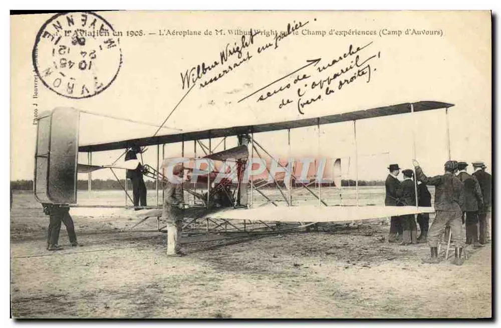 Der Flugzeug von Herrn Wilbur Wright am Camp d'Avouours — Foto von J. Baurel - Vorderseite
