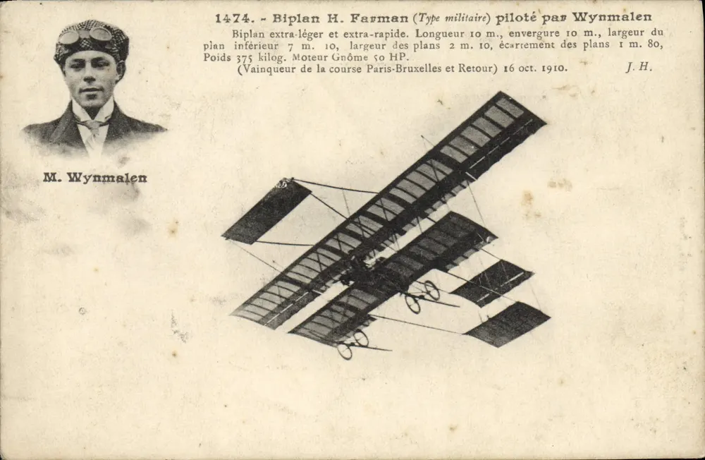 Doppeldecker H. Farman (Militär-Typ) geflogen von Wynmalen — 1474 — J. Hasser, Paris - Vorderseite