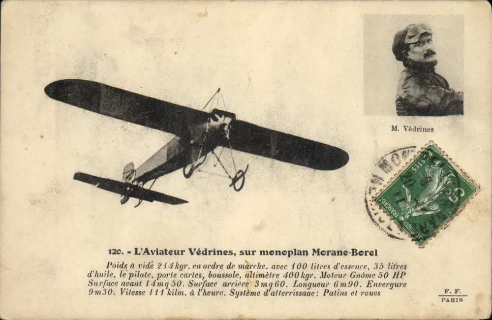 Der Flieger Védrines, auf dem Morane-Borel-Monoplan — 120 — F.F. PARIS - Vorderseite