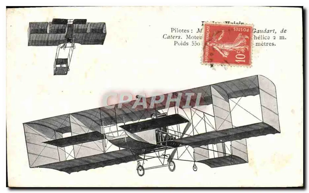 Avião biplano Gaudart — especificações técnicas — editor desconhecido - Frente