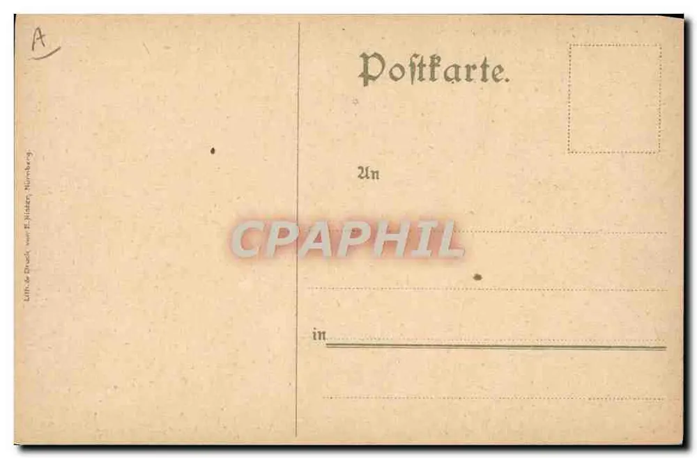 O Falsificador? — cena de rua com um homem encadeado a dados — editor E. Hilden, Nürnberg - Verso