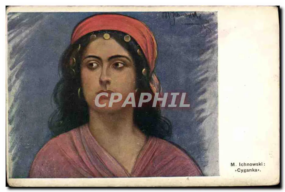Frau mit rotem Turban — M. Ichnowski : « Cyganka » — Édition Wisła, Kraków - Vorderseite
