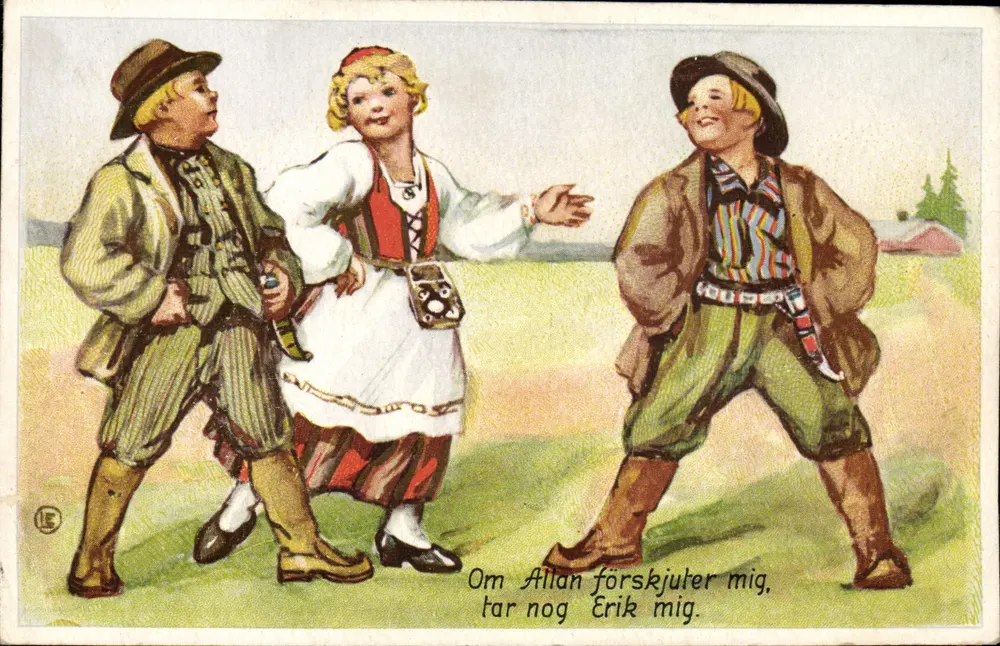 Kinderen in volkskleding — speelscène — uitgever IE, serie-nummer 15 - Voorkant