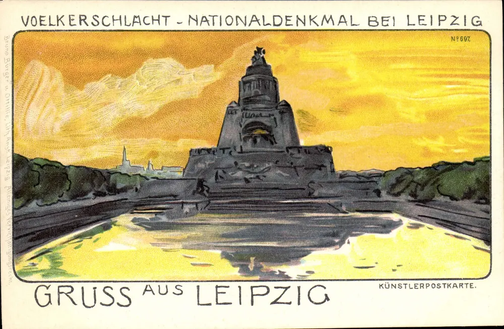 Nationale Denkmal bei Leipzig — Nationales Denkmal von Leipzig — Künstlerpostkarte Nr. 897 - Vorderseite