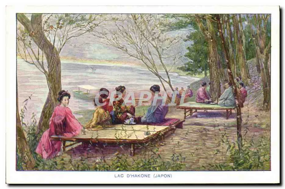 See Hakone (Japan) — Szene von Frauen im Kimono am See — Union Universelle, Serie B - Vorderseite