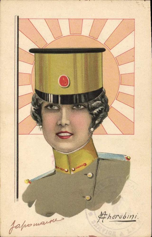 Junge Frau im Militäruniform — Illustration — A. Herubini - Vorderseite