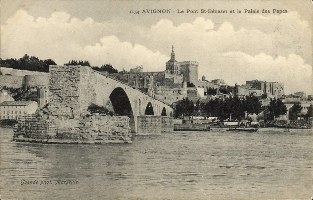 Avignon - Der Pont St-Bénezet und das Palais des Papes — Guende phot. Marseille, n° 1154 - Vorderseite