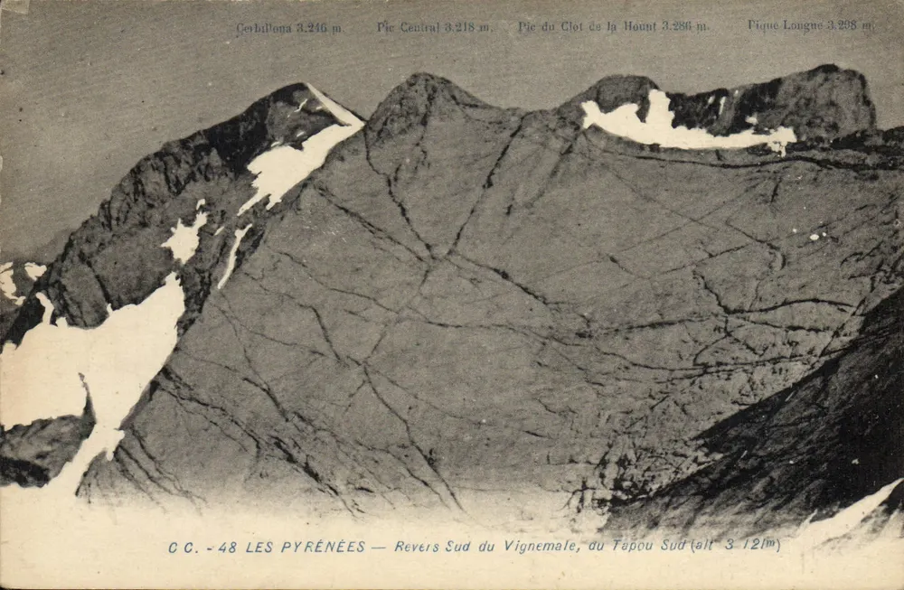 Rovescio sud del Vignemale, del Tapou sud — Le Pirinei — C.C. - 48 - Recto