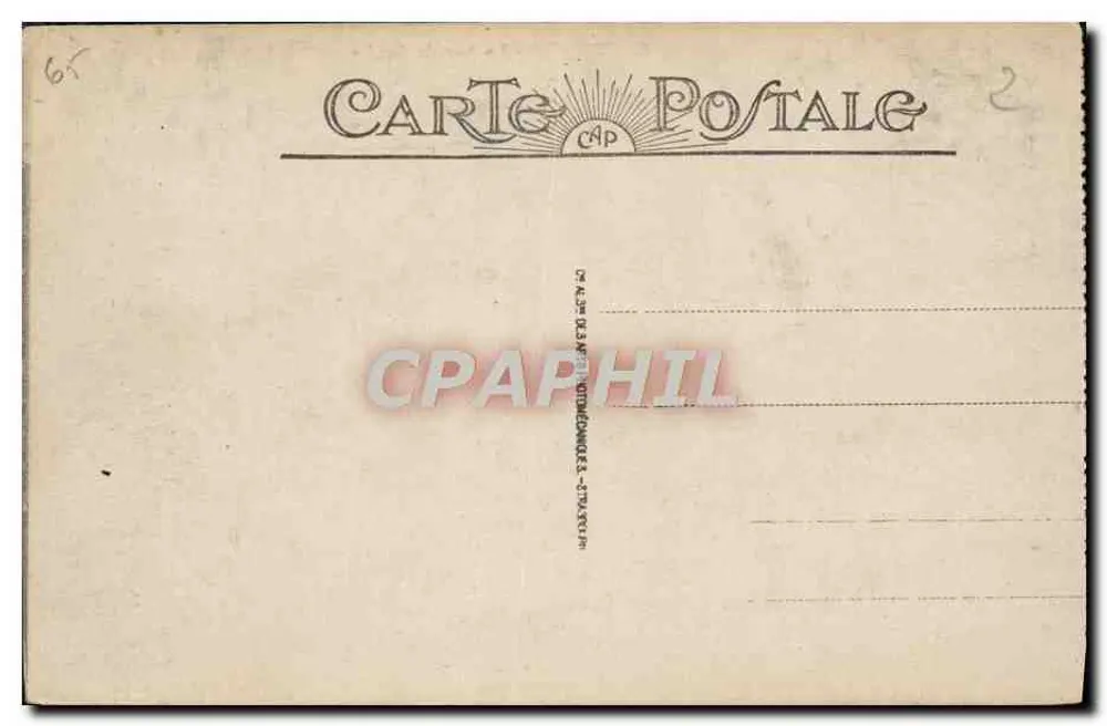 Cauterets - Meer van Gaube — uitzicht op het meer omringd door bergen, met twee personen op een rots en een boot in de voorgrond — nr. 69 - Achterkant