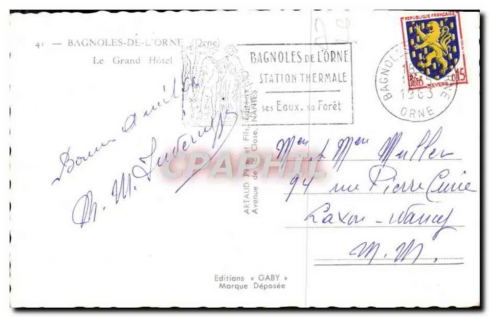 Jardim do Grand Hôtel em Bagnoles-de-l'Orne — Éditions Gaby, n°41 - Verso