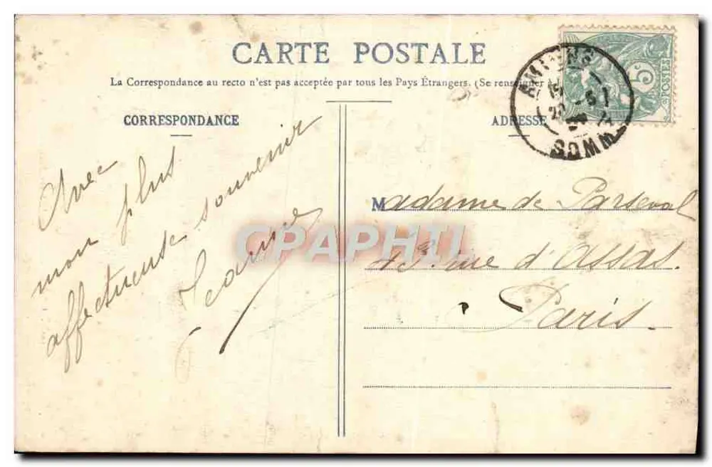 Amiens — Cathédrale à vol d’oiseau — L. Caron, phot.-édit., Amiens - Plaques Jouglas, n°101 - Verso