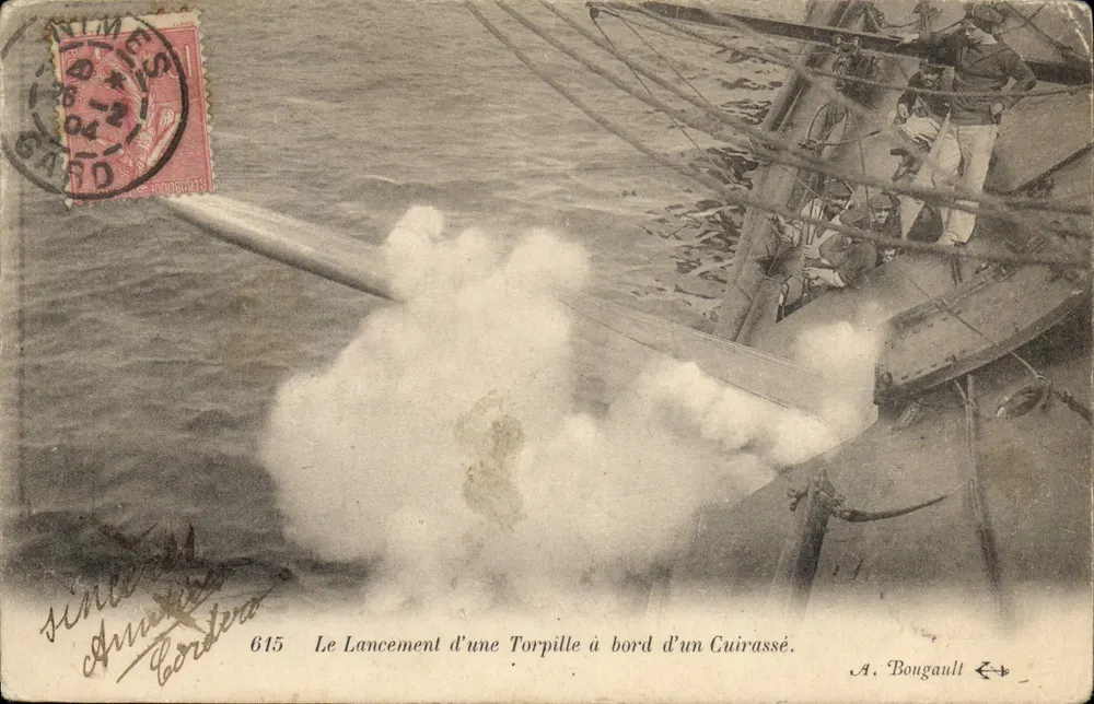 Lancement d'une Torpille à bord d'un Cuirassé — A. Bougault, n° 615 - Vorderseite