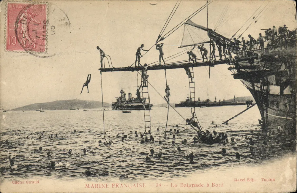 Marine Française — 98 — A Natação a Bordo — Clavel Edit. - Toulon - Frente