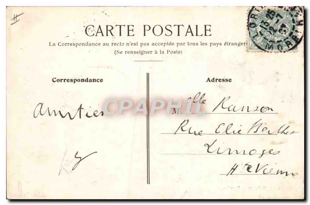 Canot-mayor que abandona la dársena — Colección H. Laurent, Port-Louis - Reverso