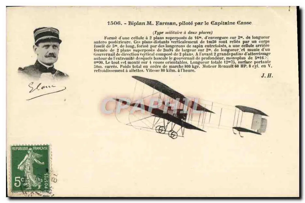 Biplan M. Karman — Militärtyp mit zwei Sitzen — J. Hauser, phot.édit., Paris - Vorderseite
