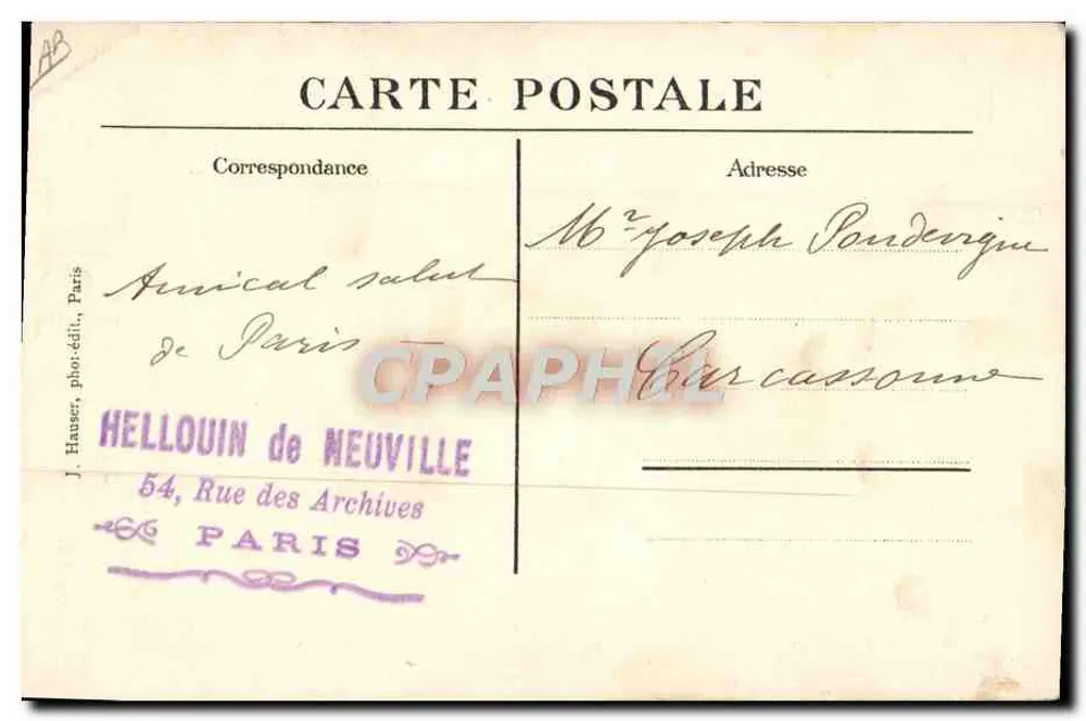 Biplan M. Karman — Militärtyp mit zwei Sitzen — J. Hauser, phot.édit., Paris - Rückseite