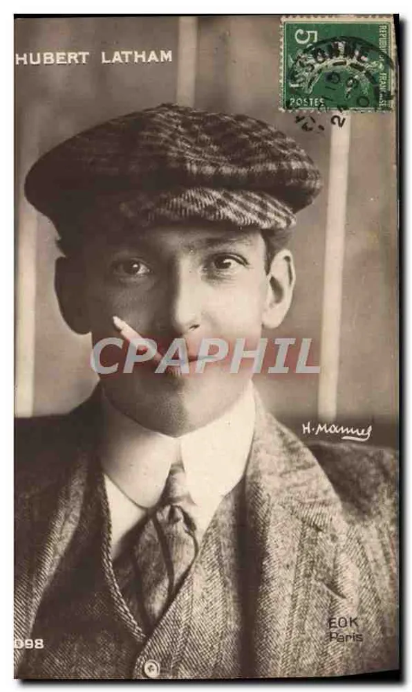 Hubert Latham — retrato — H. Mamy, Paris, n° 098 - Frente