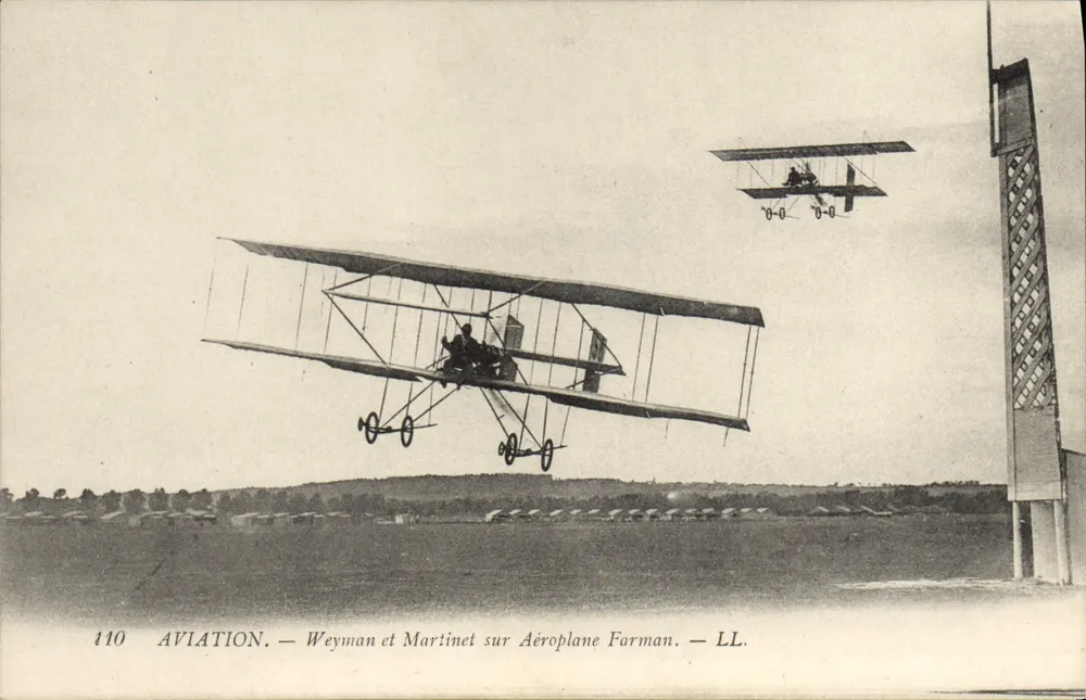 Aviation — Weyman und Martinet auf Farman-Flugzeug — LL. — Nr. 110 - Vorderseite