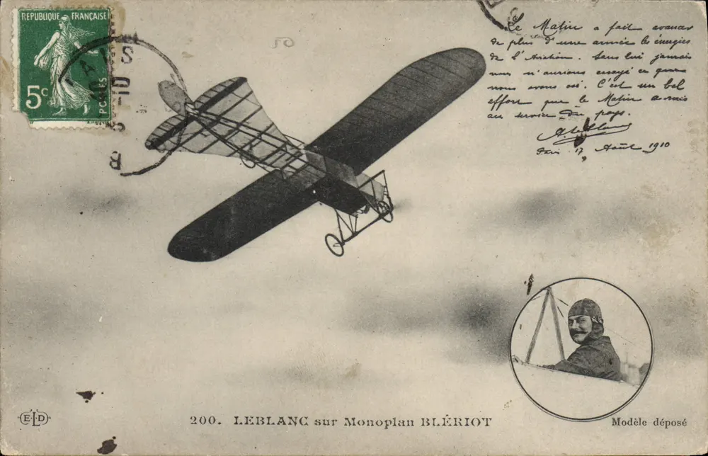 Leblanc sobre Monoplan Blériot — 200. — Editor ELD - Frente