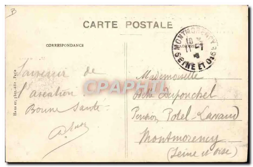 Monoplan Morane (Blériot XI - Typ Kanalüberquerung) — M. Morane — Verlag Hauss in photo-edition, Paris - Rückseite