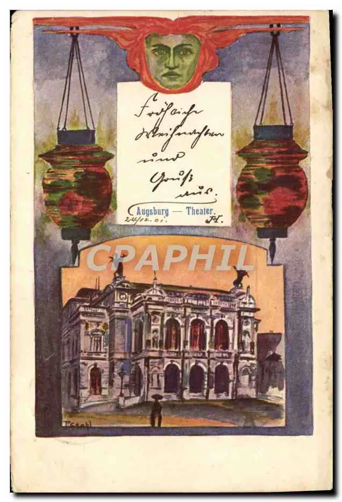 Augsburg — Théâtre — éditeur Carl Re ddlbach & Co., München - Frente