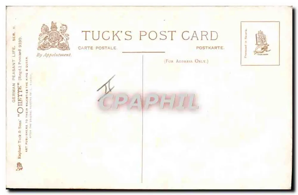 Cena de colheita — Paisagem rural — Tuck's Post Card, série 9330 - Verso