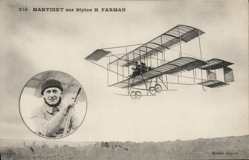 Martinet sobre Biplano H. Farman — Modelo depositado — E.D. n°216 - Frente