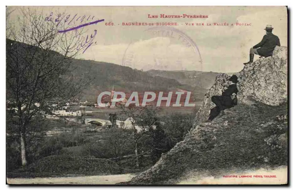 Bagnères-de-Bigorre — Blick auf das Tal bei Poczac — Phototype Labauche Frères, Toulouse - Vorderseite