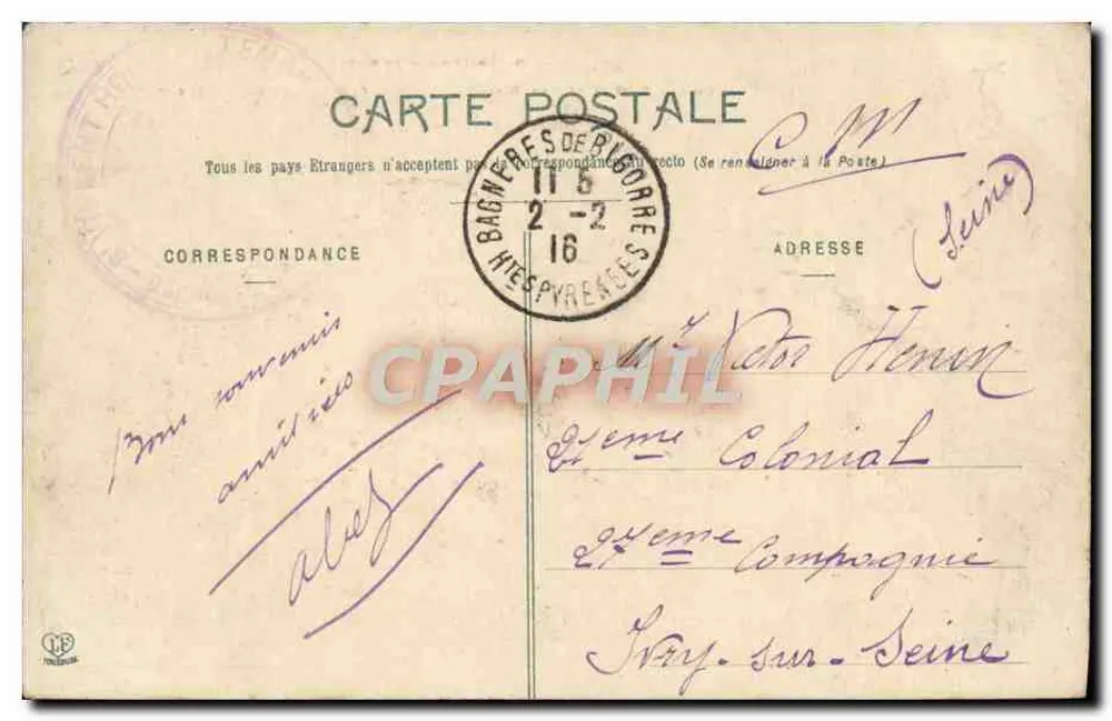 Bagnères-de-Bigorre — Blick auf das Tal bei Poczac — Phototype Labauche Frères, Toulouse - Rückseite