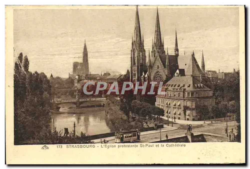Straßburg - Evangelische Kirche St-Paul und die Kathedrale — Verlag: Ancienne des Arts Photographiques, n° 173 - Vorderseite
